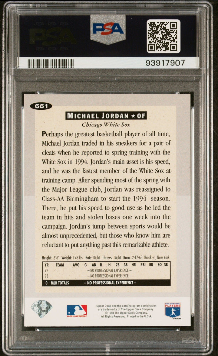 Graded 1994 Collector's Choice Michael Jordan #661 Rookie RC Card PSA 9