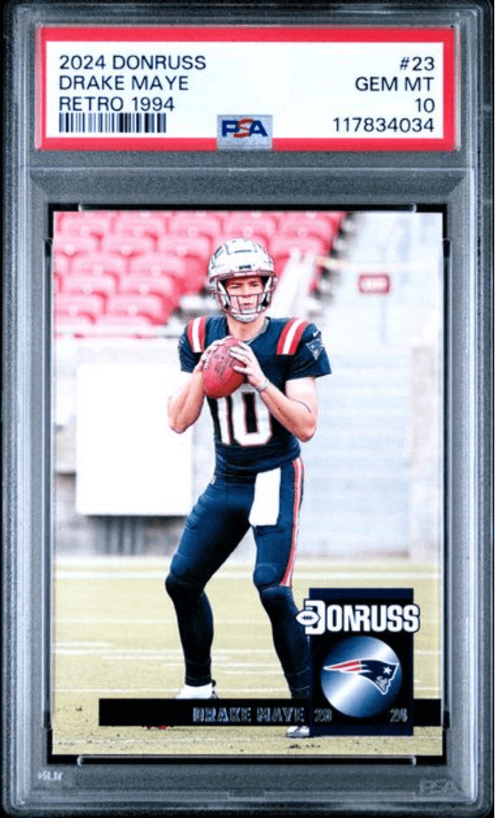 Graded 2024 Panini Donruss Drake Maye #23 Retro 1994 Rookie Card PSA 10