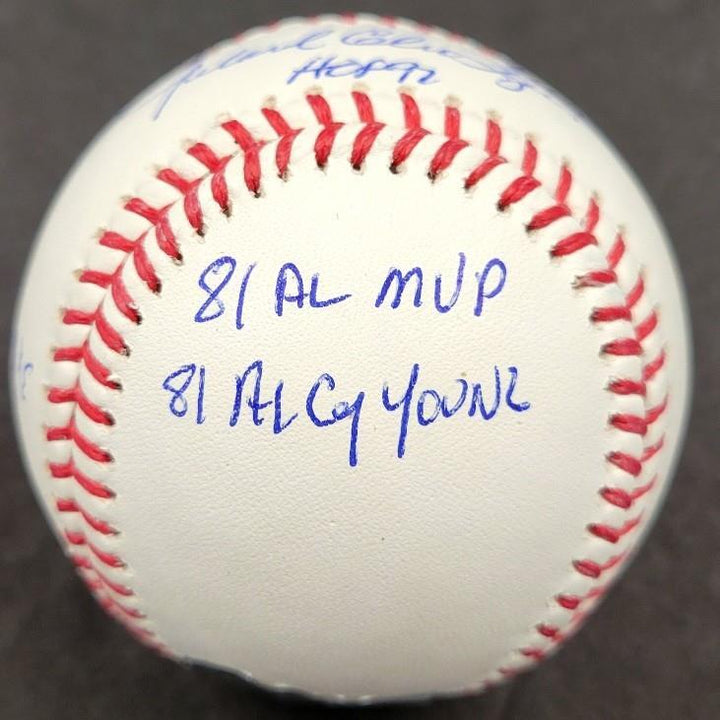 Rollie Fingers signed 9 Inscription Stat Baseball autograph ~ BAS Witness Holo
