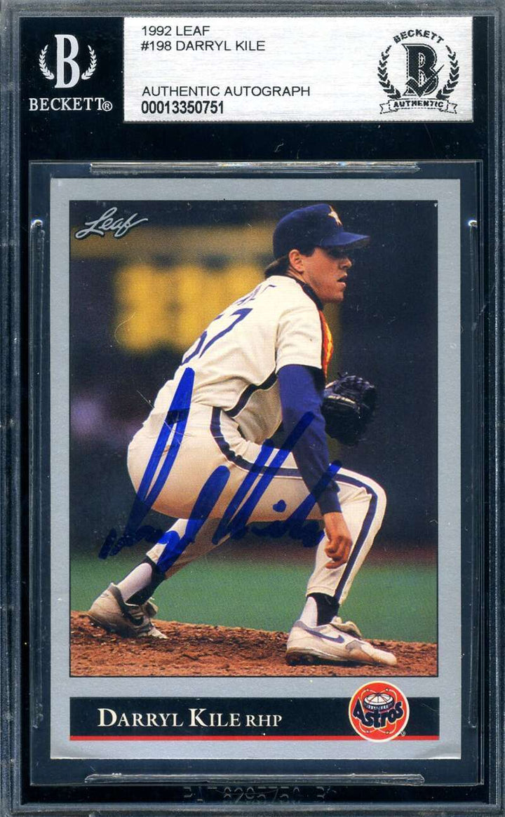 Darryl Kile Beckett BAS Signed 1992 Leaf Autograph