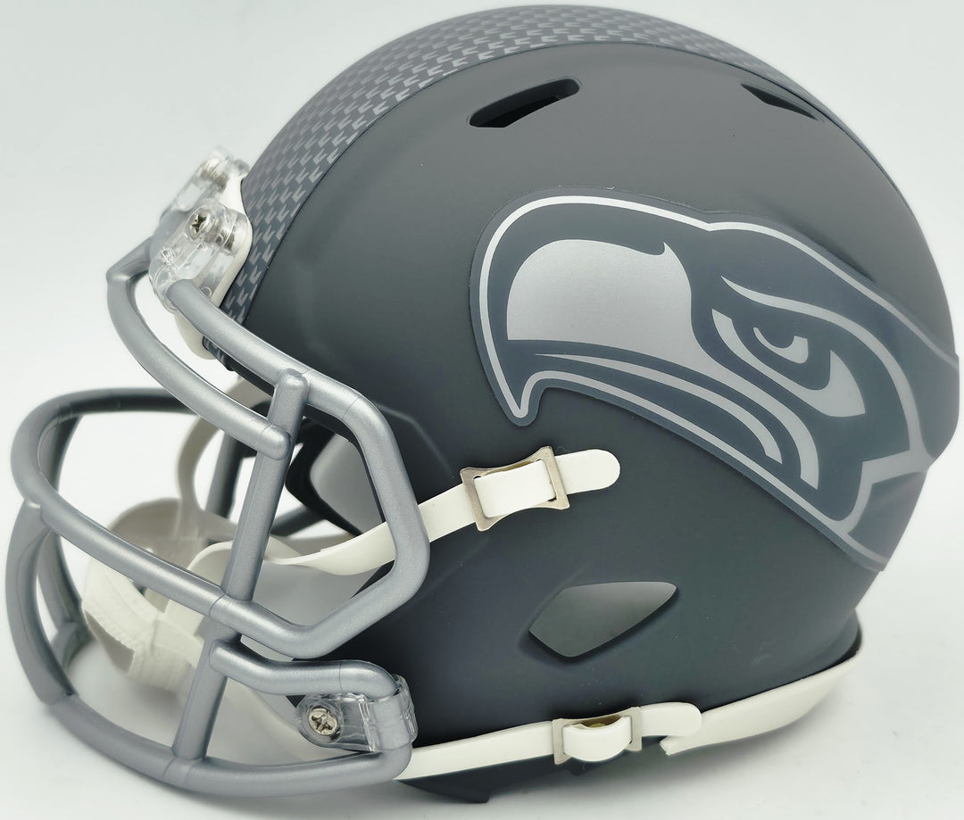 Zach Charbonnet Signed Seattle Seahawks Slate Silver Speed Mini Helmet MCS Holo