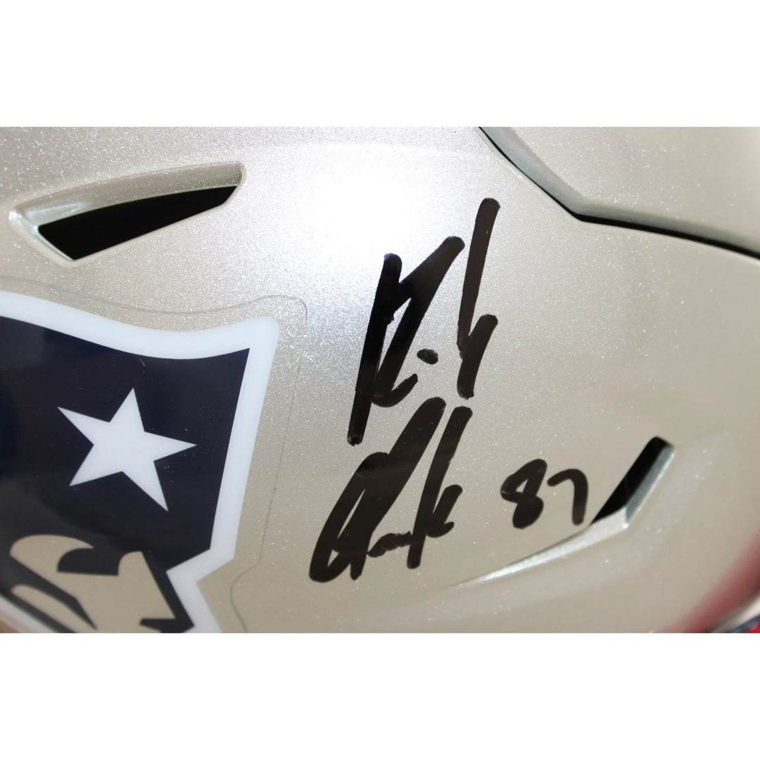 Rob Gronkowski Signed New England Patriots Midi Mid-Size Helmet Beckett W 58336