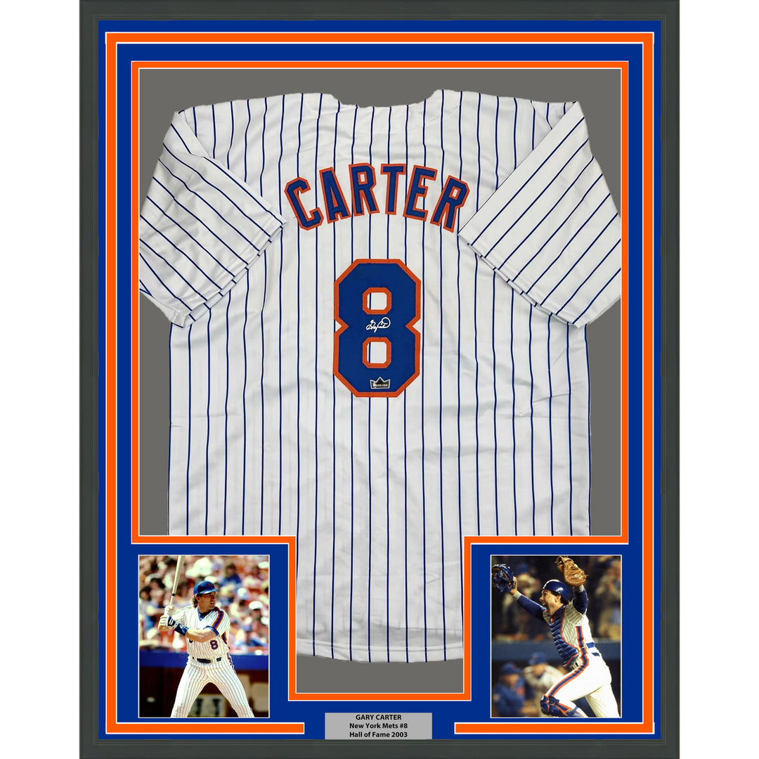 Framed Facsimile Autographed Gary Carter 35x39 Reprint Laser Auto Jersey