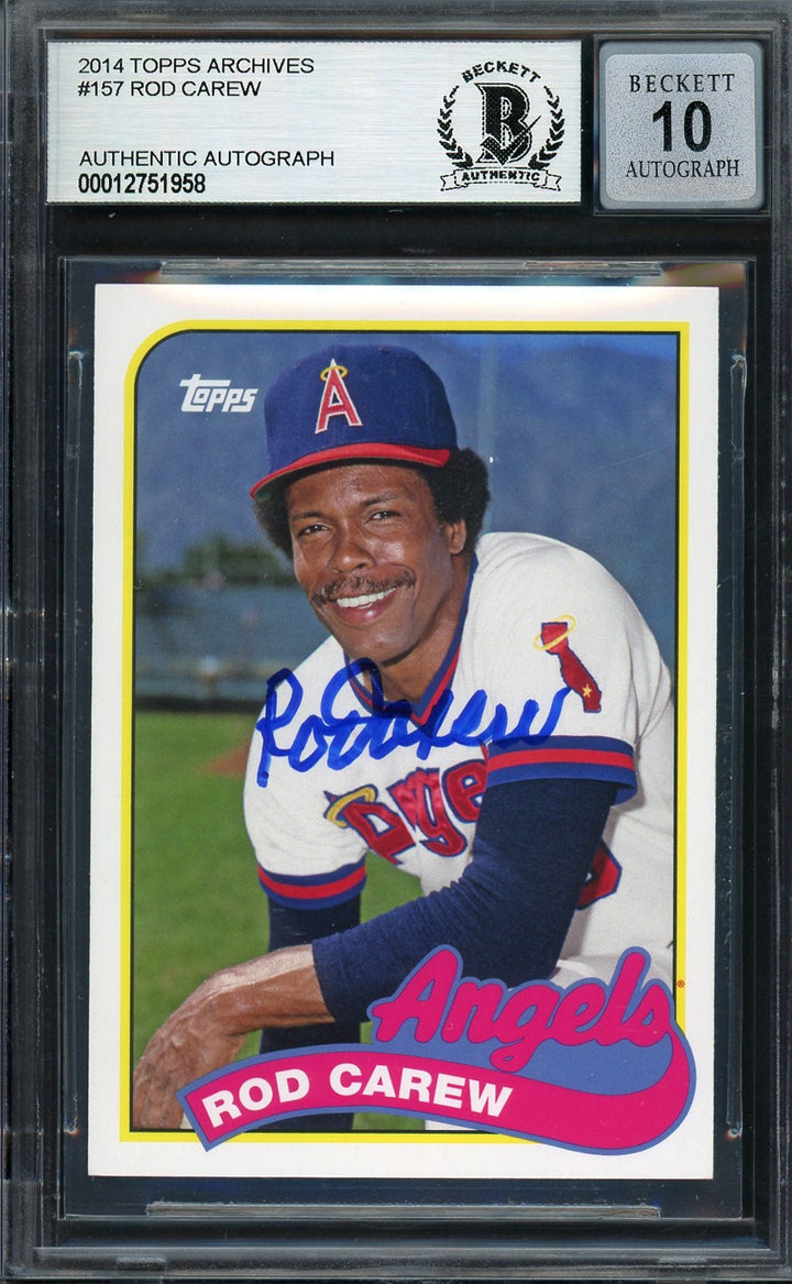 Rod Carew Auto 2014 Topps Archives Card 157 California Angels Auto GM 10 Beckett