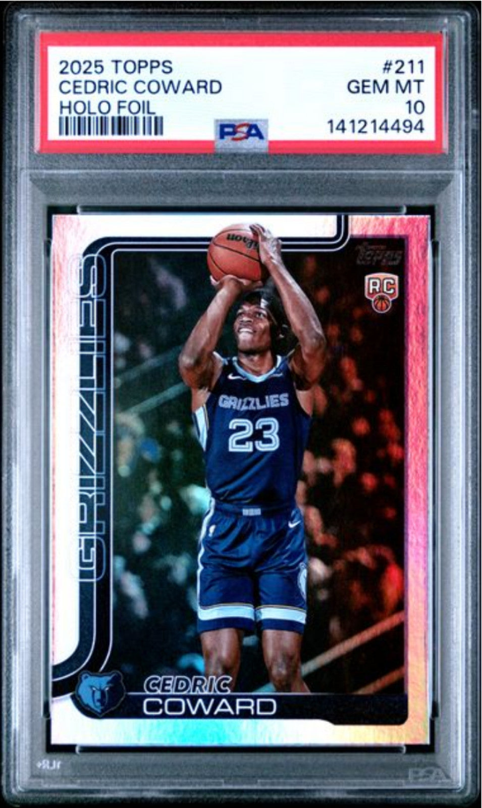 Graded 2025 Topps Cedric Coward #211 Holo Foil Rookie RC Card PSA 10 Gem Mint
