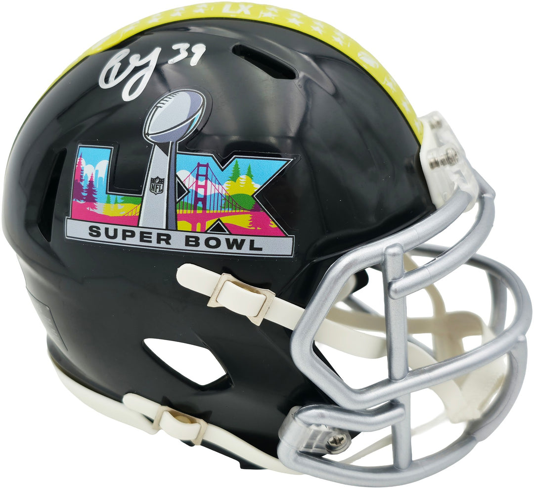 Ty Okada Signed Seahawks Black SB LX Logo Mini Helmet MCS Holo