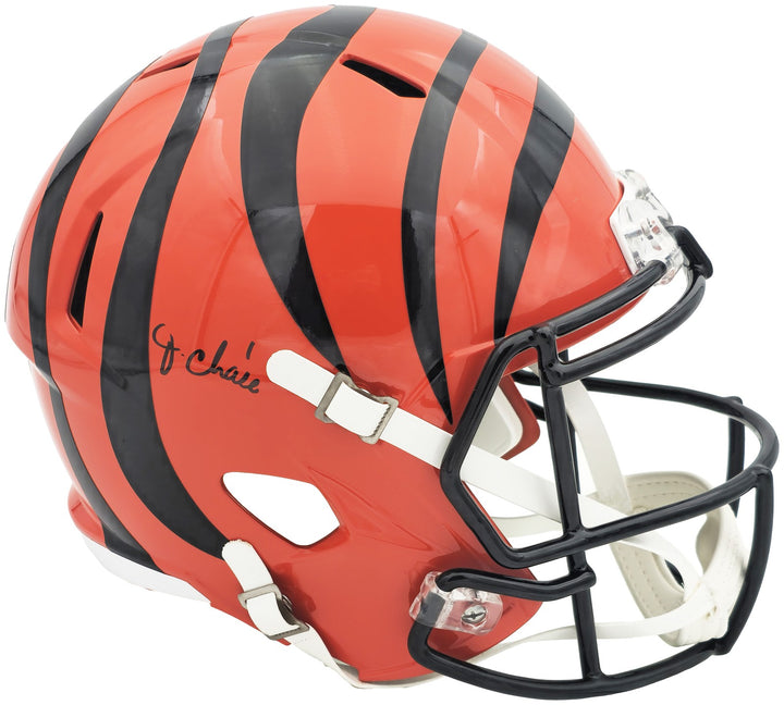 Ja'Marr Chase Signed Bengals Orange Full Size Speed Replica Helmet Beckett Wit