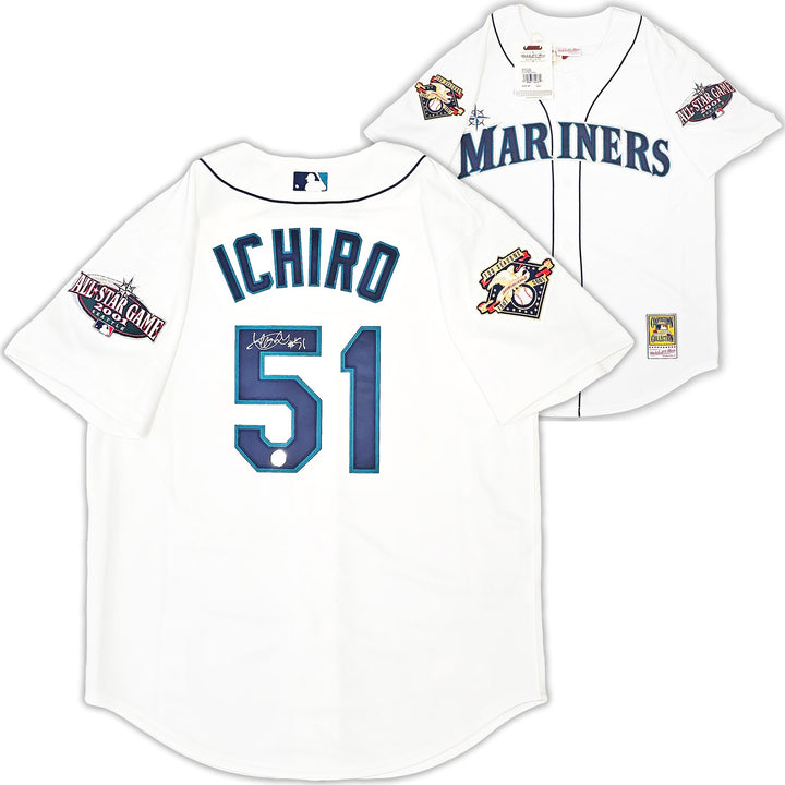 Mariners Ichiro Suzuki Auto White Authentic Mitchell Ness 2001 ASG Jersey Sz 44