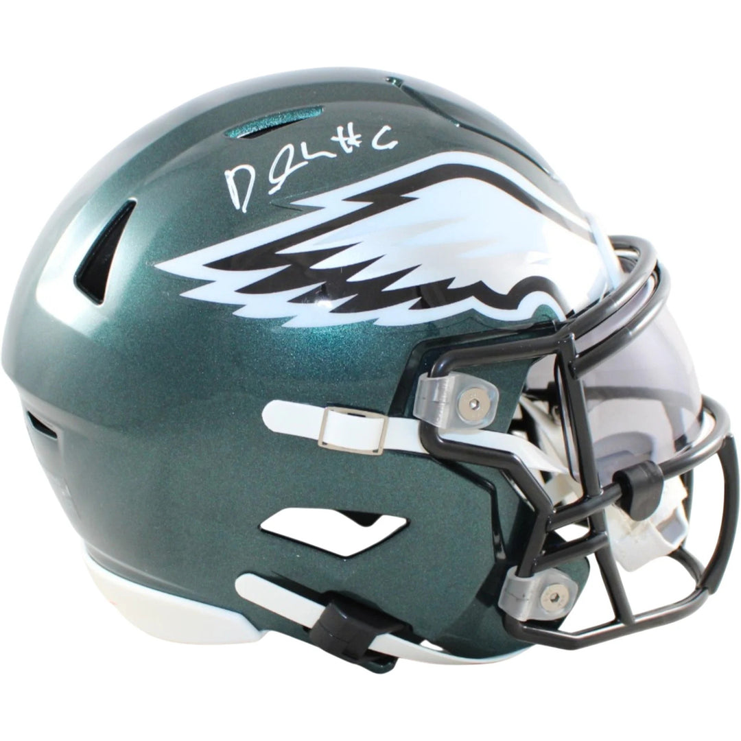 Devonta Smith Signed Philadelphia Eagles Mid-Sized Midi Helmet Beckett W 58595