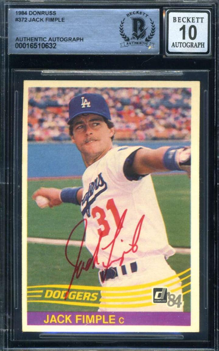 Jack Fimple Gem Mint 10 Beckett BAS Signed 1984 Donruss Autograph