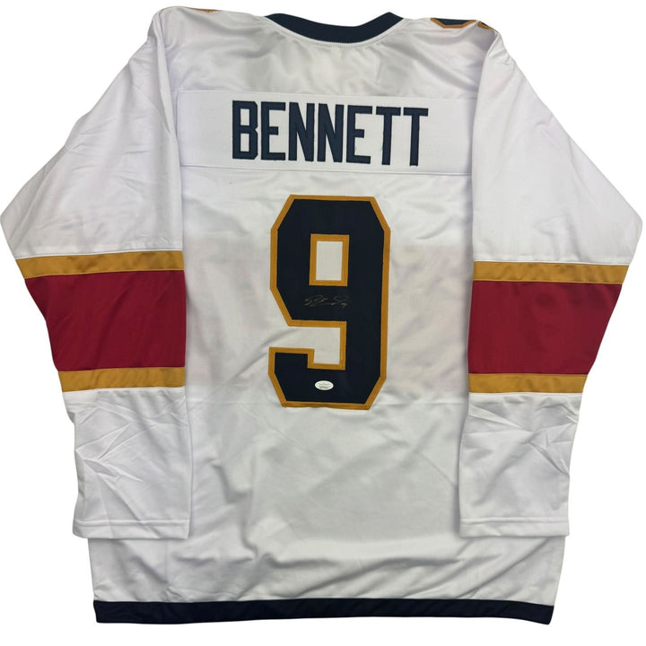 Autographed/Signed Sam Bennett Florida White Hockey Jersey JSA COA