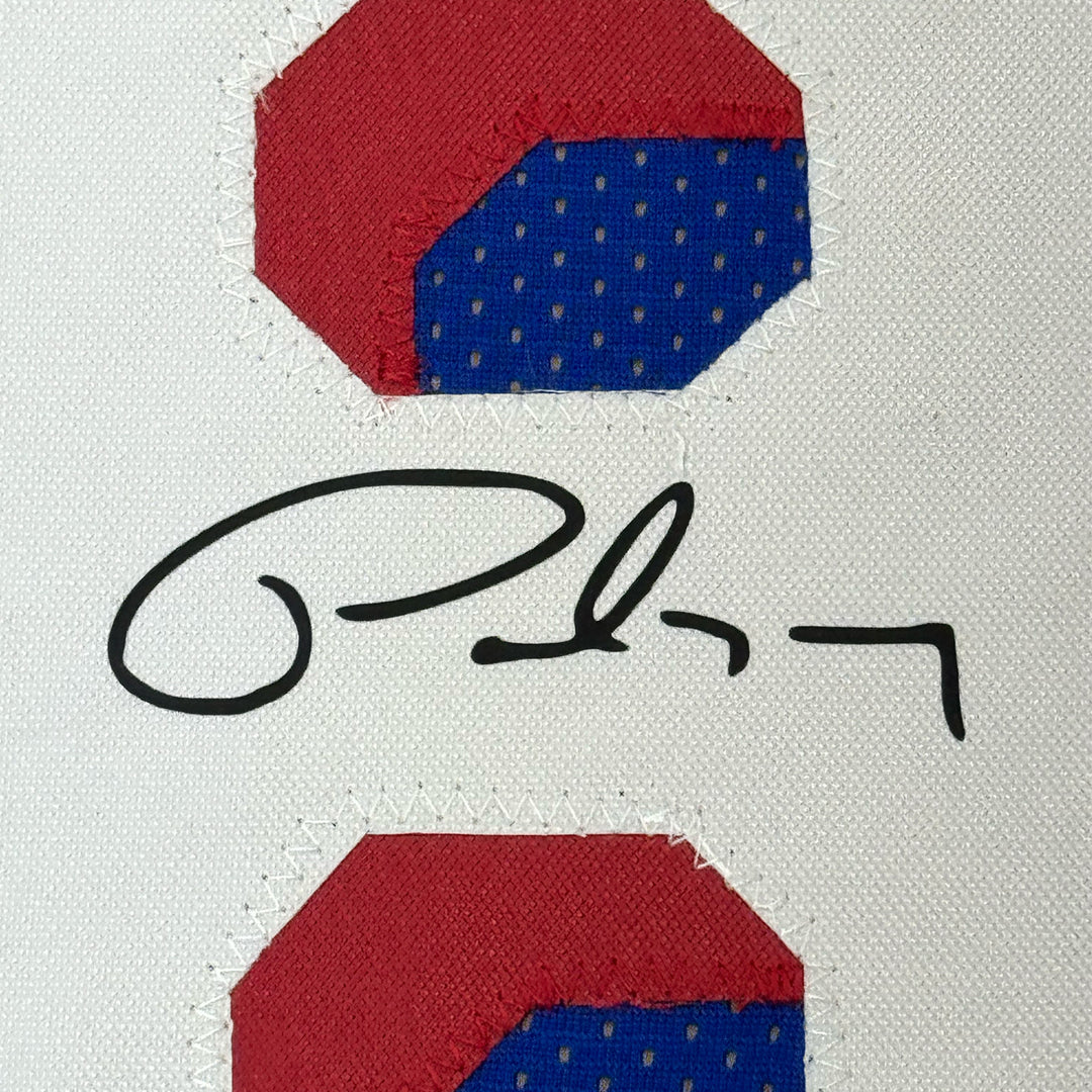 Framed Facsimile Autographed Paul George 35x39 Blue Reprint Laser Auto Jersey
