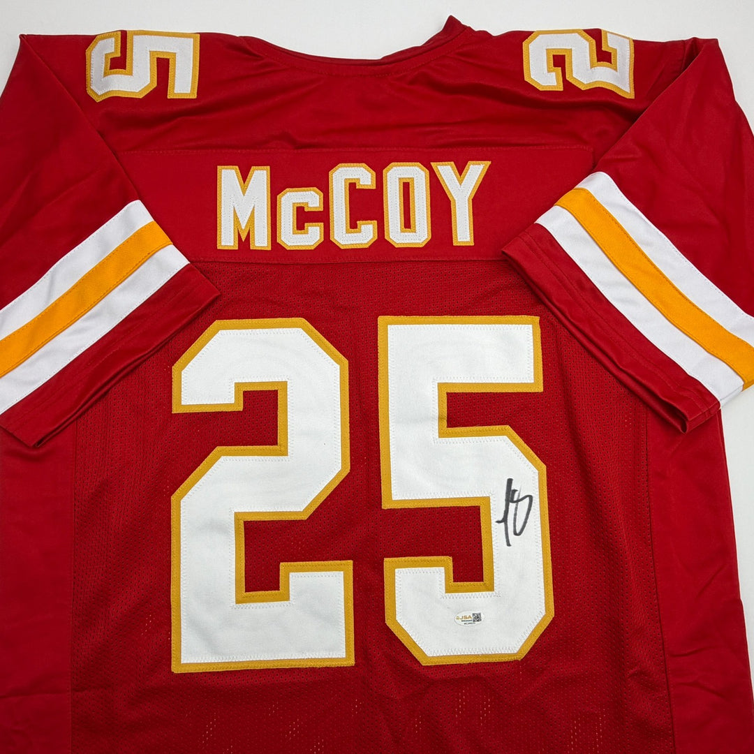 Autographed/Signed LeSean McCoy Kansas City Red Football Jersey JSA COA