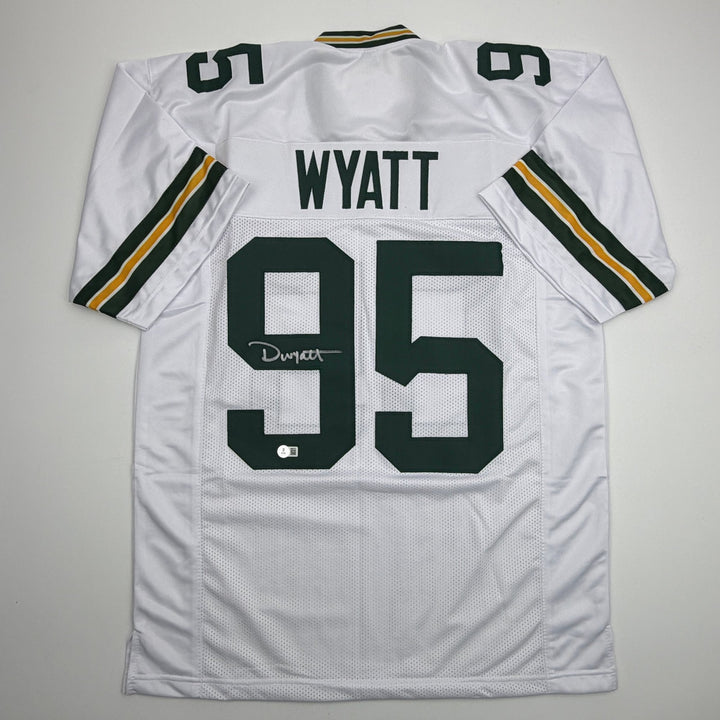 Autographed/Signed Devonte Wyatt Green Bay White Football Jersey Beckett BAS COA
