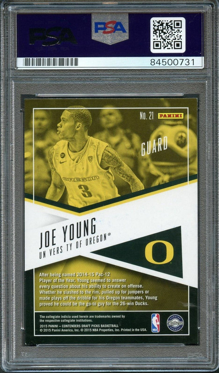 2015 Panini Contenders #21 Joe Young Signed Card AUTO 10 PSA Slabbed Oregon