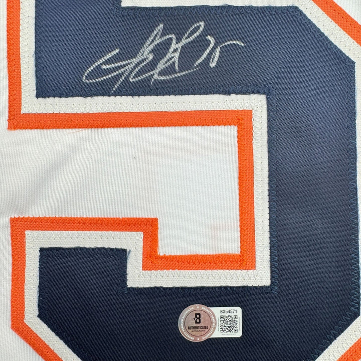 Autographed/Signed Dwayne Roloson Edmonton White Jersey Beckett BAS COA
