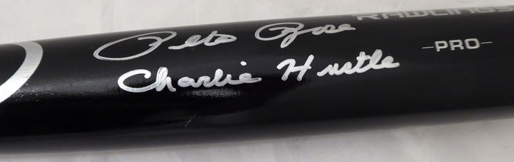 Pete Rose Signed Black Rawlings Bat Cincinnati Reds "Charlie Hustle" PR Holo