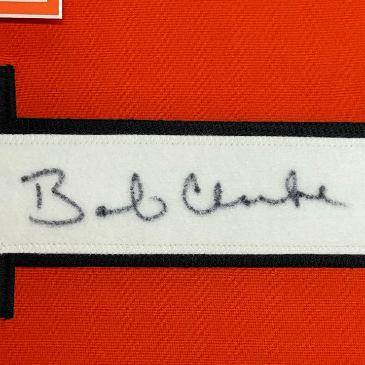 FRAMED Autographed/Signed BOBBY BOB CLARKE 33x42 Philly Orange Jersey JSA COA