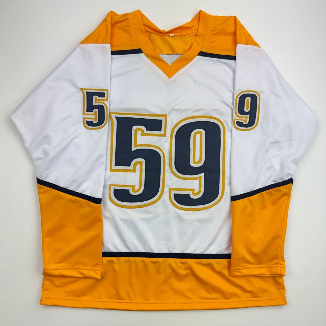 Autographed/Signed Roman Josi Nashville White Hockey Jersey JSA COA