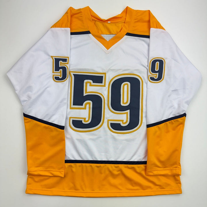 Autographed/Signed Roman Josi Nashville White Hockey Jersey JSA COA