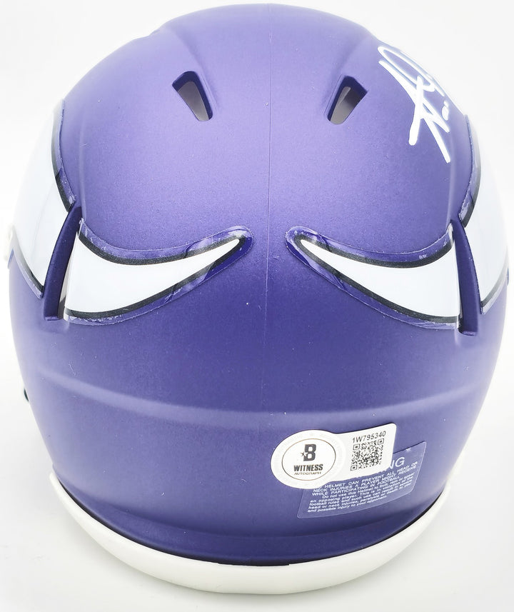 Aaron Jones Auto Signed Minnesota Vikings Purple Speed Mini Helmet Beckett Wit