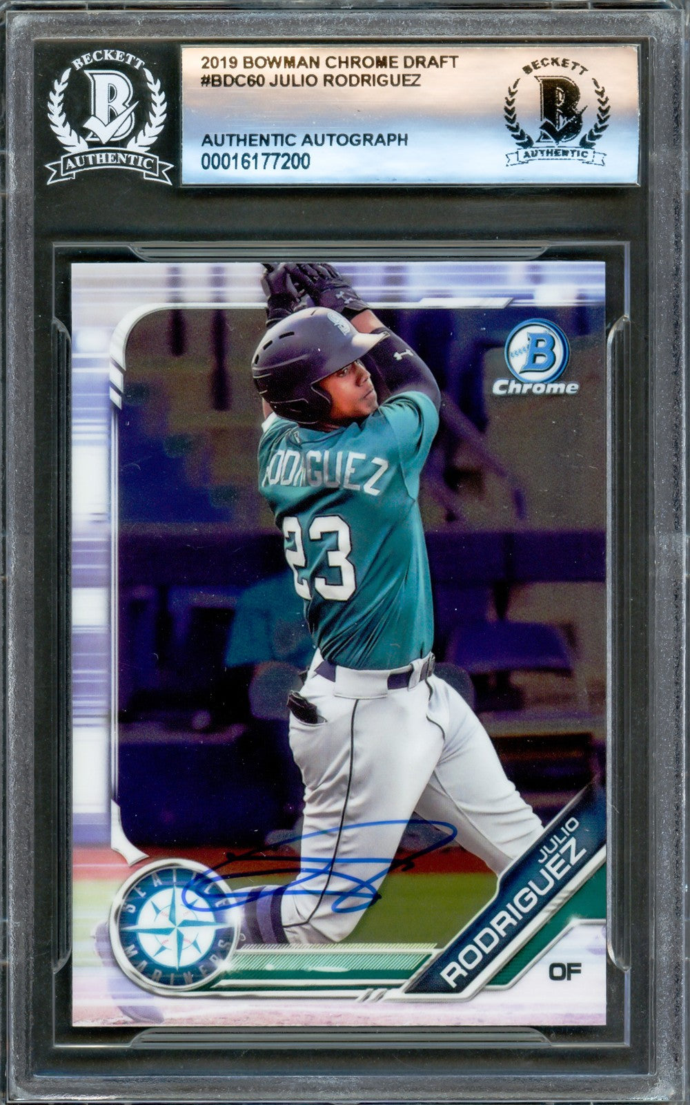 Julio Rodriguez Signed 2019 Bowman Chrome Draft RC #BDC60 Mariners Beckett