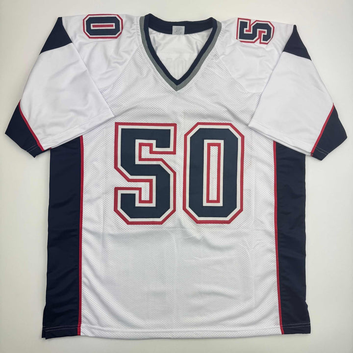Autographed/Signed Rob Ninkovich 2x SB New England White Jersey Beckett BAS COA