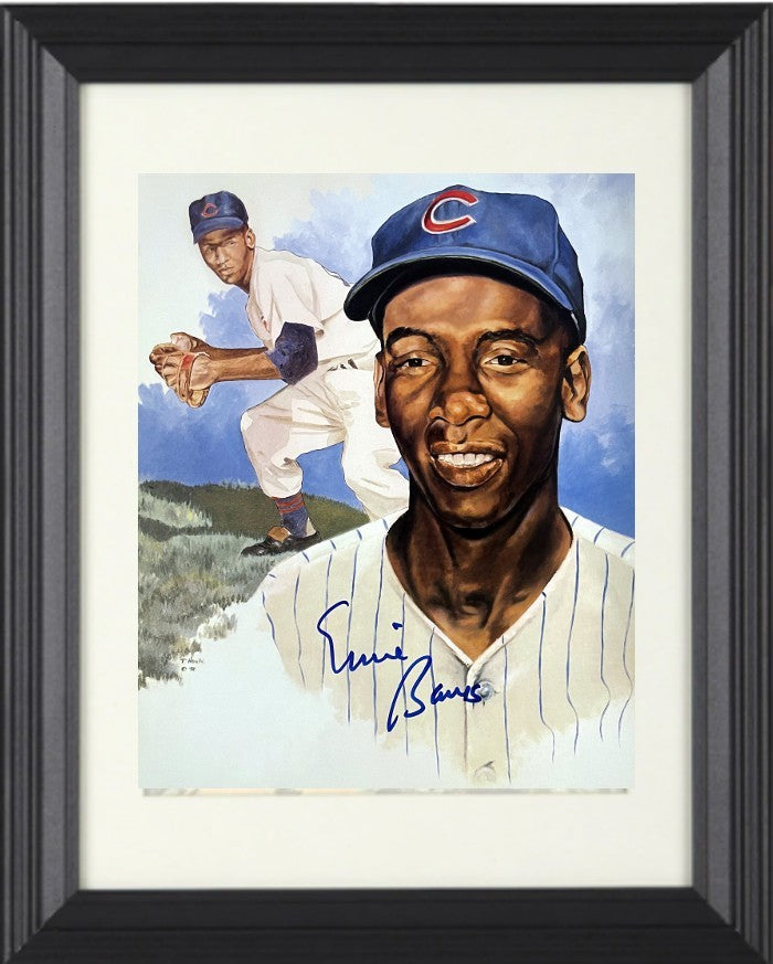 Ernie Banks signed Chicago Cubs 8x10 Collage Photo Framed- COA (HOF/Mr. Cub)