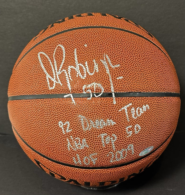 David Robinson Signed Spalding I/O Basketball Spurs HOF Dream Team Auto Steiner