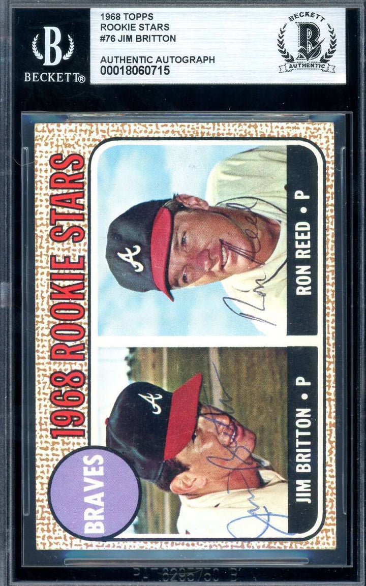 Jim Britton Ron Reed Beckett BAS Signed 1968 Topps Rookie Stars Autograph