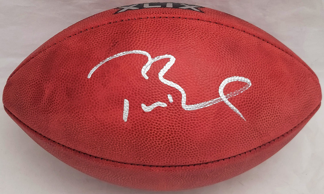 Tom Brady Auto Patriots NFL Leather Super Bowl XLIX Logo Football Fanatics Holo