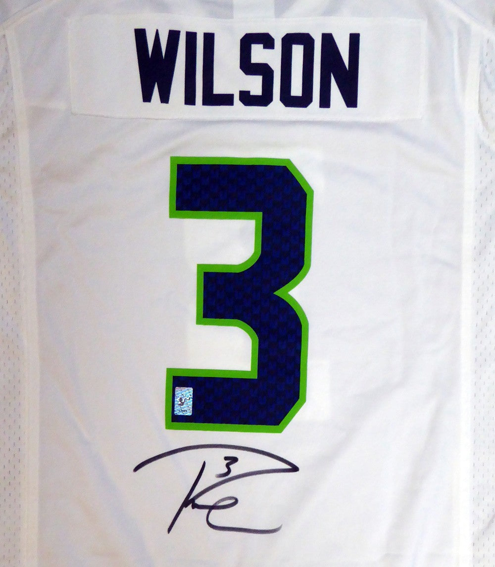 Seattle Seahawks Russell Wilson Signed White Nike Jersey Size L RW Holo