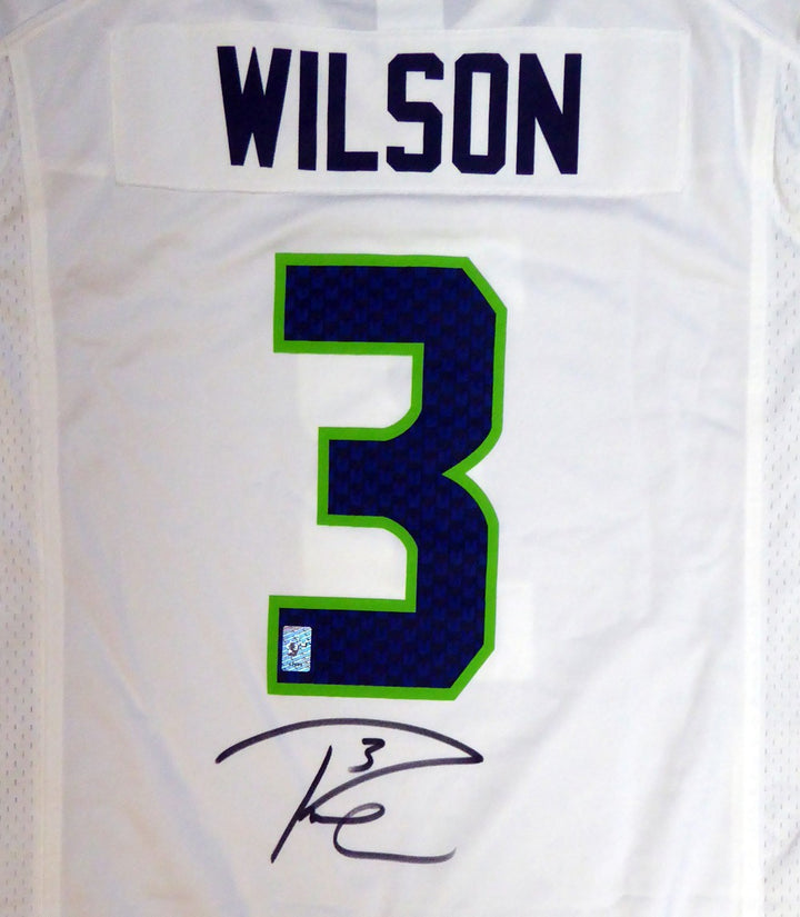 Seattle Seahawks Russell Wilson Signed White Nike Jersey Size L RW Holo
