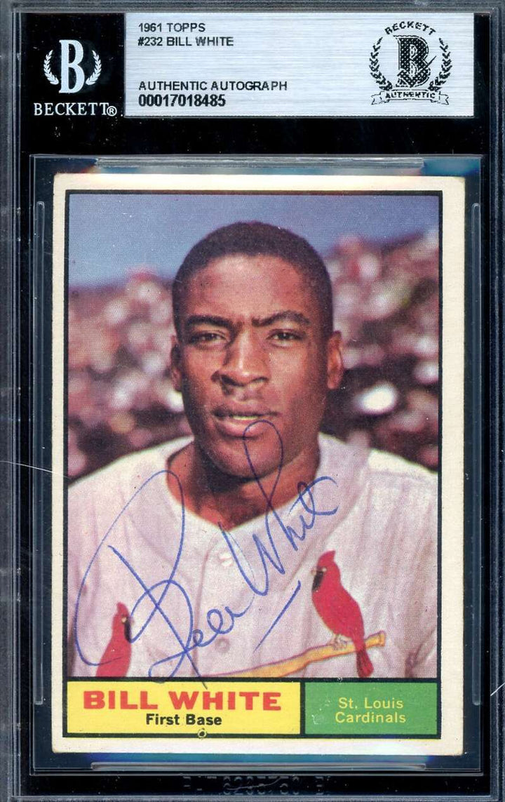 Bill White Beckett BAS Signed 1961 Topps Autograph