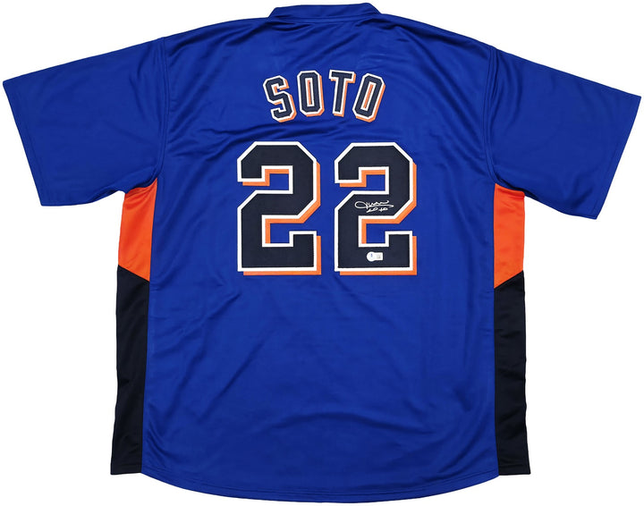 New York Mets Juan Soto Autographed Signed Blue Jersey Beckett BAS QR