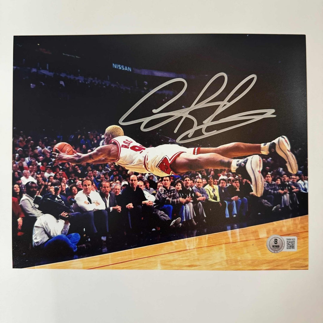 Autographed/Signed Dennis Rodman Chicago Bulls 8x10 Photo BAS COA