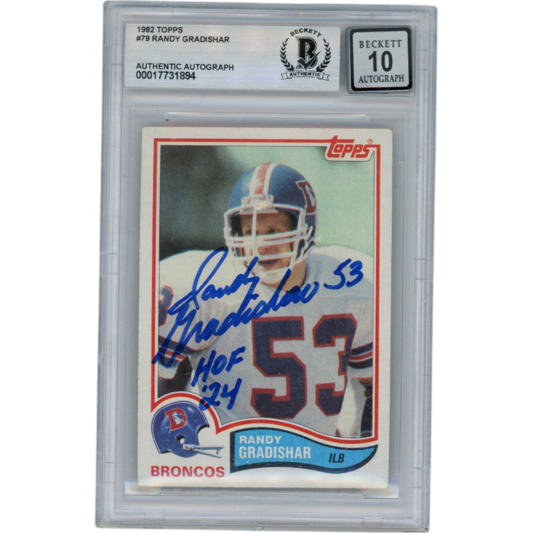 Randy Gradishar Autographed 1982 Topps #79 10 Grade Slabbed Card Beckett 50010