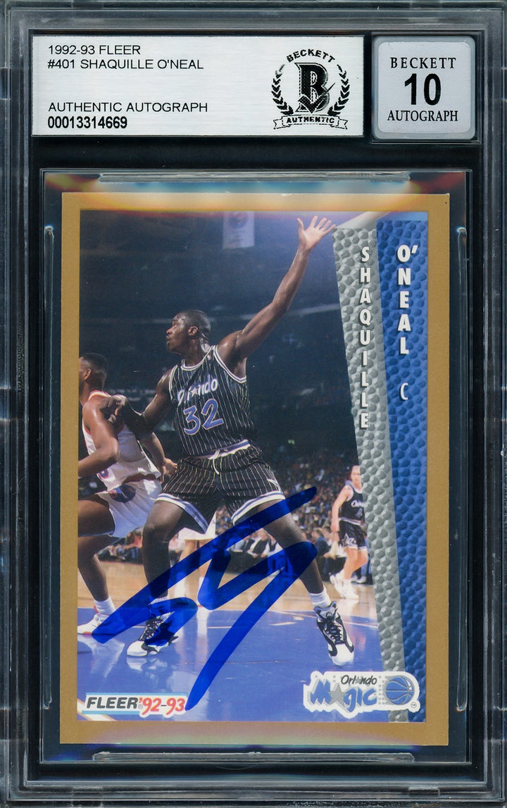 Shaquille Shaq O'Neal Signed 1992-93 Fleer RC 401 Magic Auto GM 10 Beckett