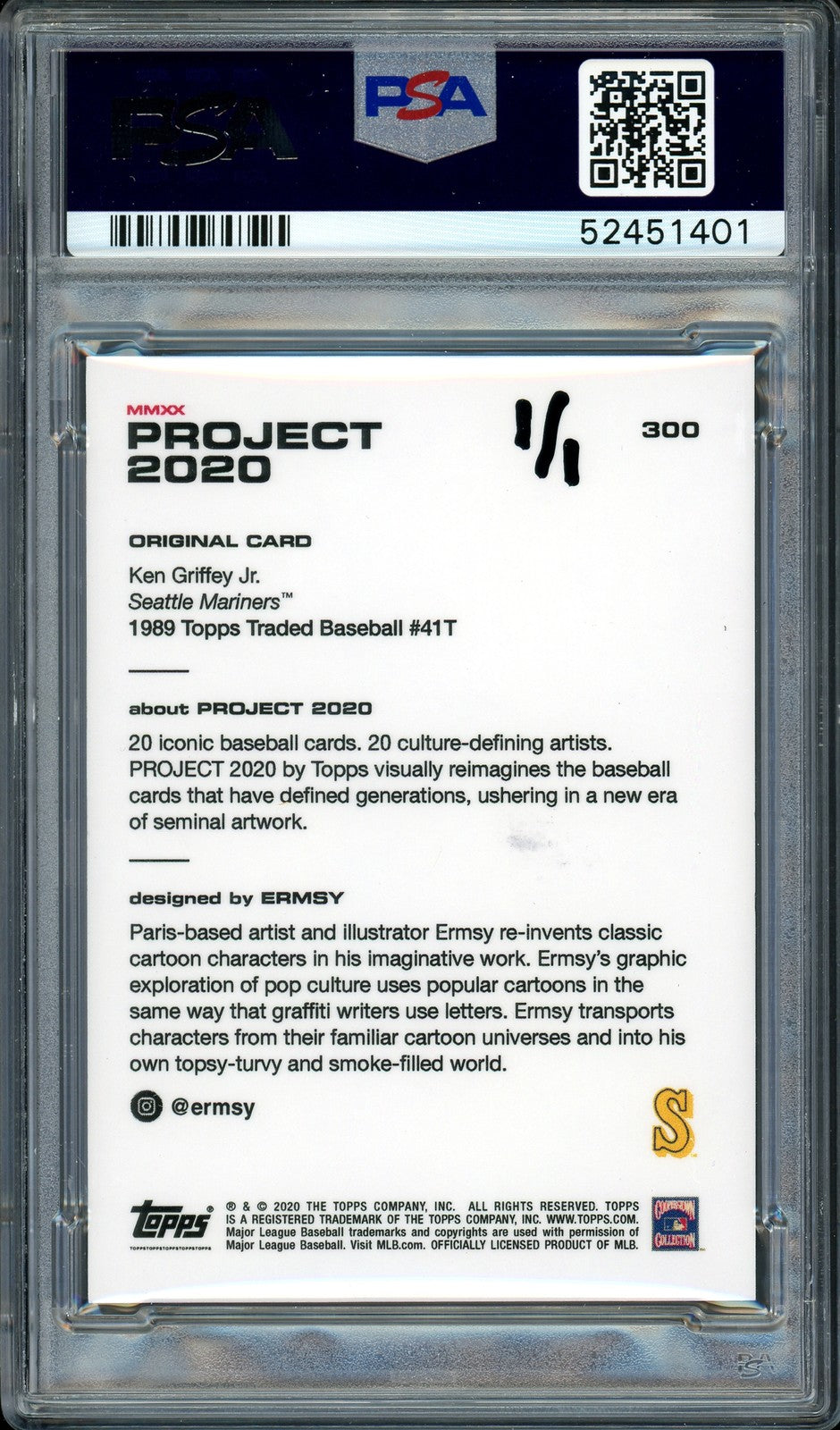 Ken Griffey Jr. Signed Topps Project 2020 Ermsy Card 300 13xAS #1/1 PSA/DNA