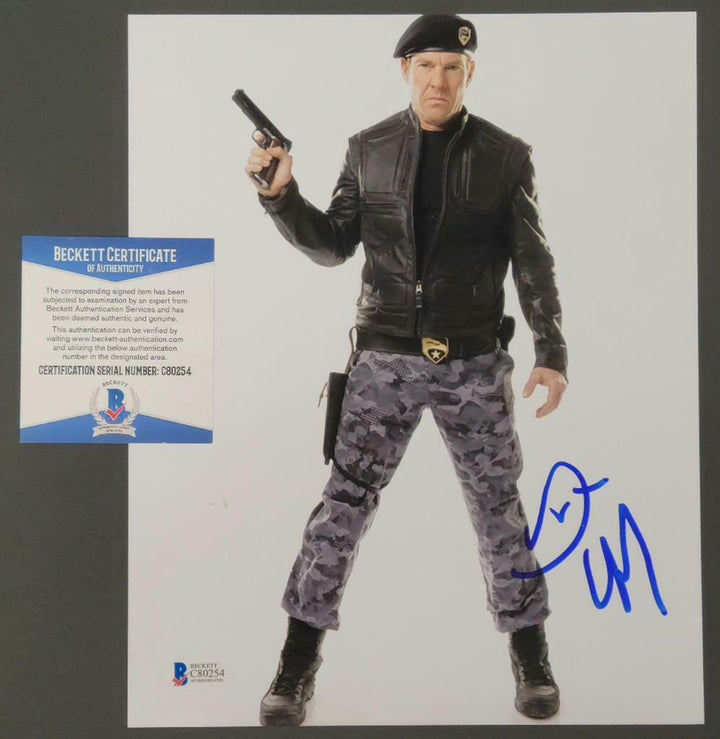 Dennis Quaid signed General Hawk G.I. Joe 8x10 Photo Autograph ~ Beckett BAS COA