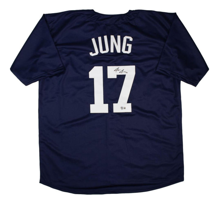 Jace Jung Detroit Signed Navy Baseball Jersey BAS