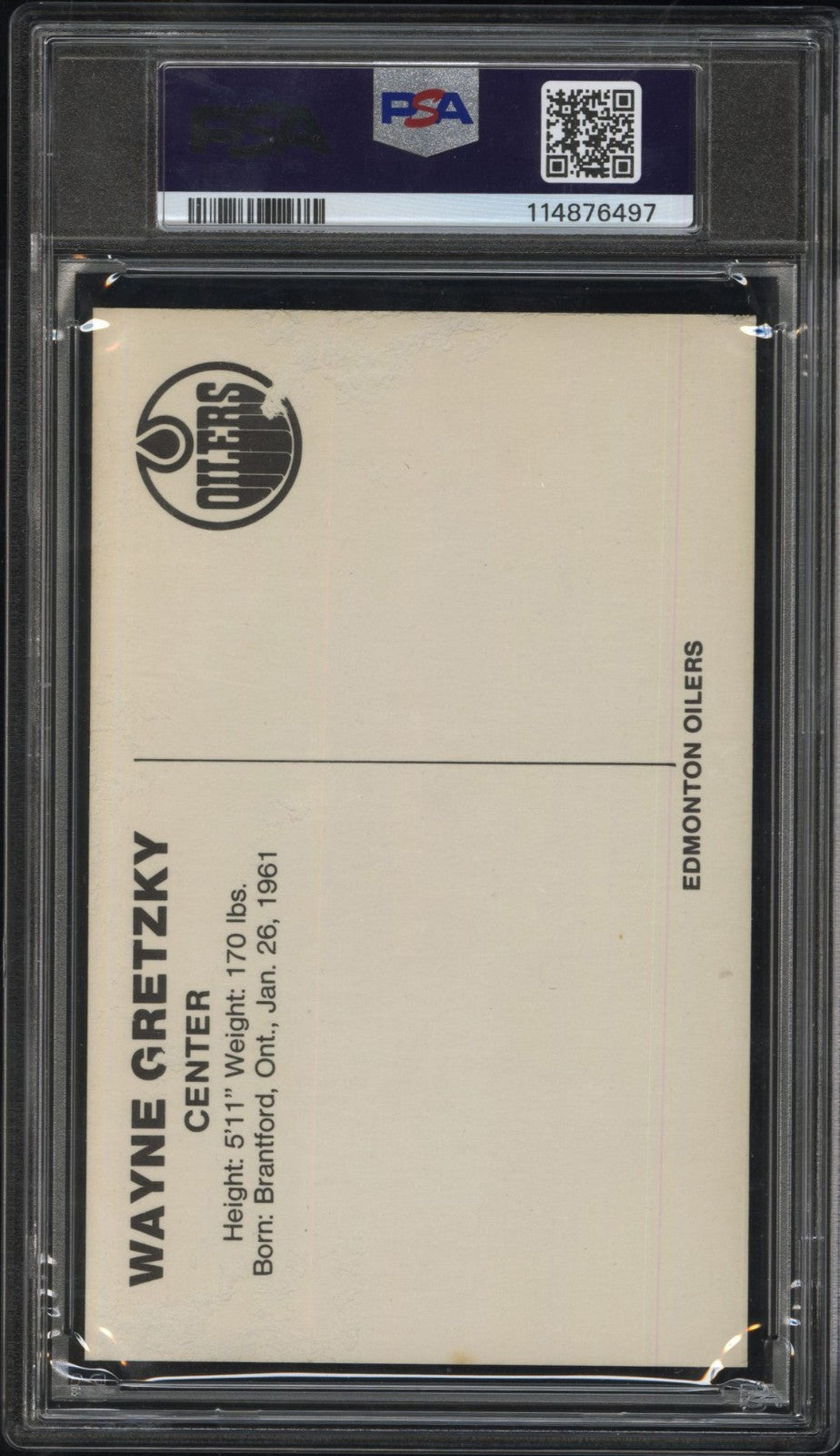WAYNE GRETZKY SIGNED 1979 EDMONTON OILERS POSTCARD ROOKIE RC PSA AUTO 9