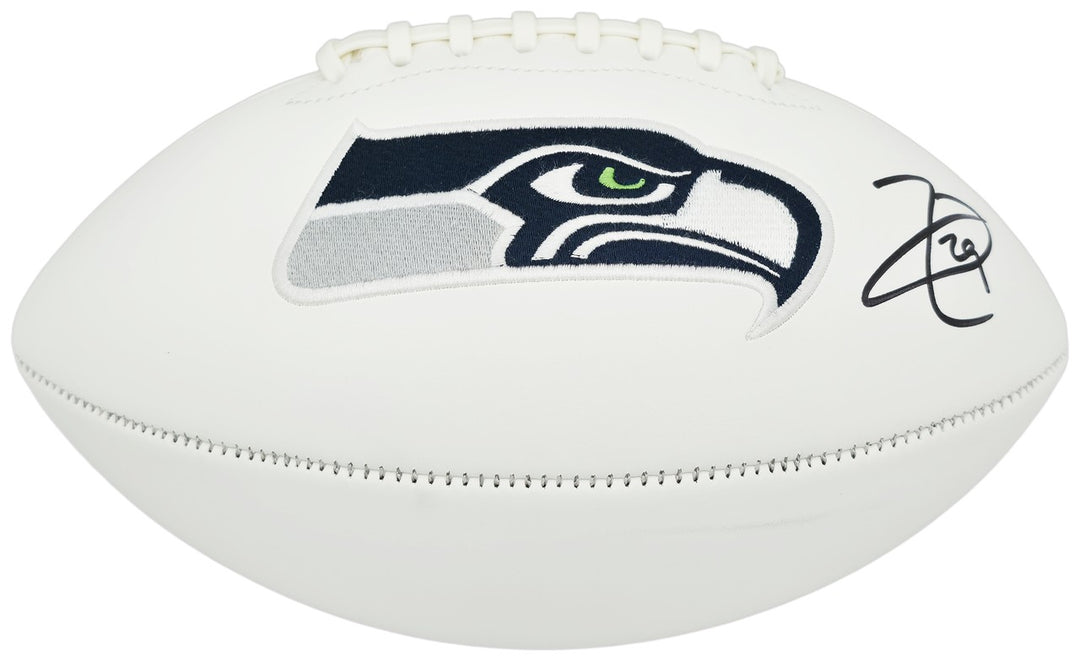 Earl Thomas III Signed White Seahawks SB XLVIII Logo Football Beckett Witness