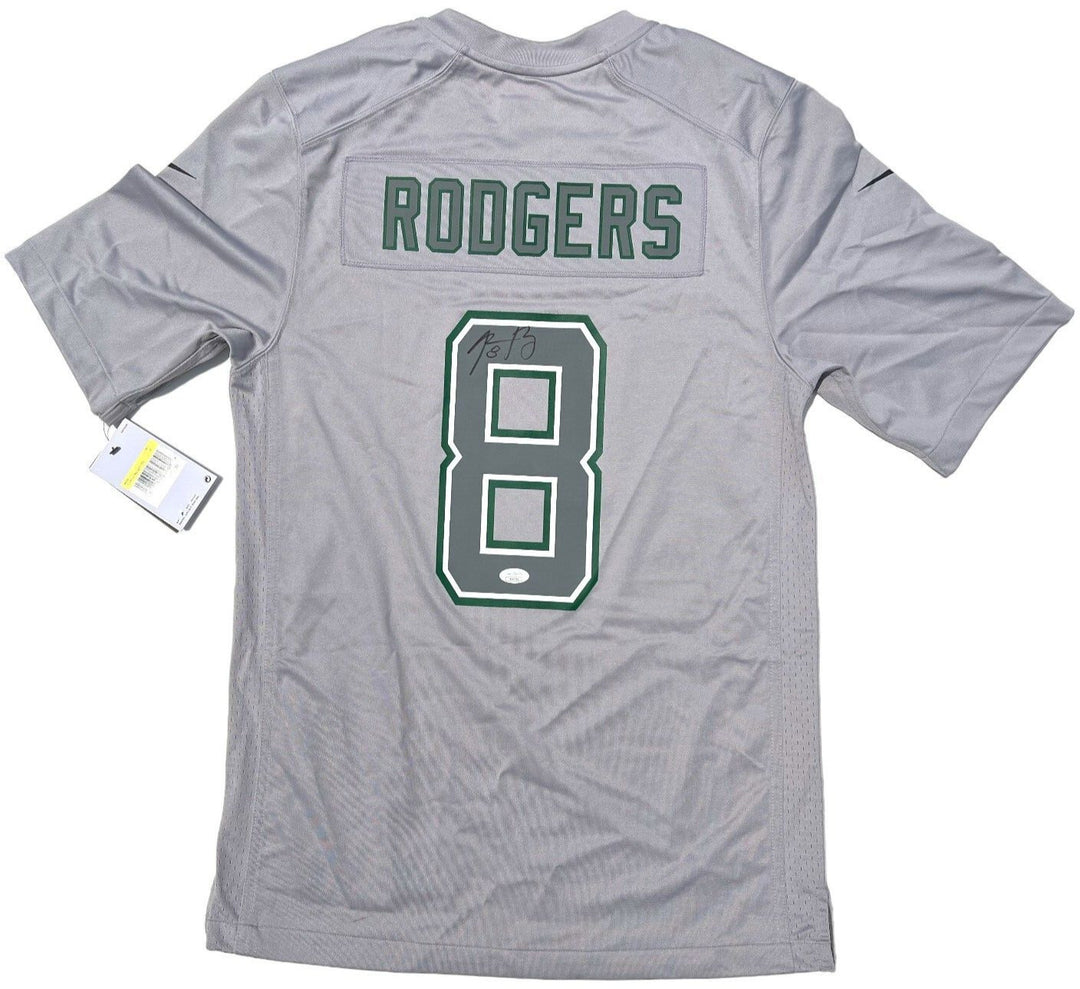 AARON RODGERS SIGNED NEW YORK JETS NIKE JERSEY ATMOSPHERE FASHION GAME GRAY JSA