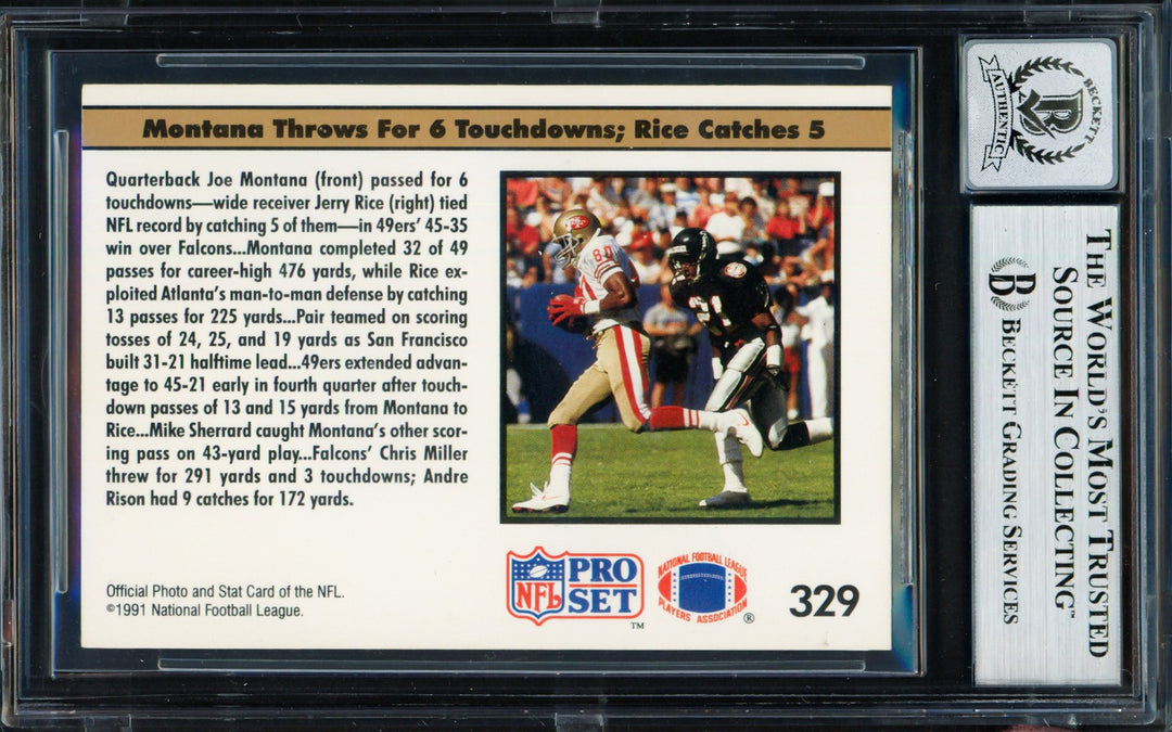 Joe Montana Signed 1991 Pro Set Card 329 San Francisco 49ers Auto GM 10 Beckett