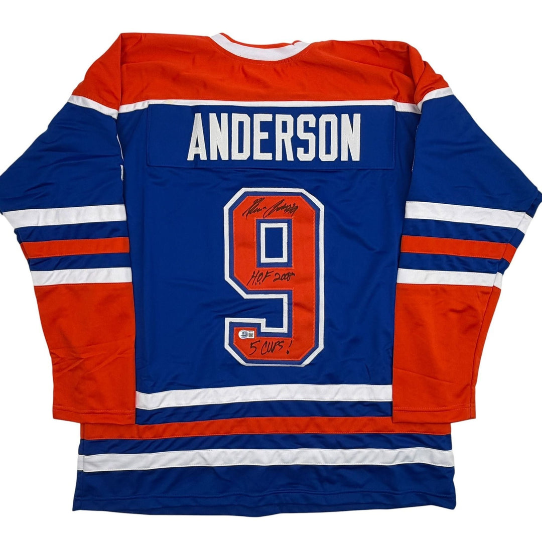 Autographed/Signed Glenn Anderson Edmonton Blue Hockey Jersey Beckett COA