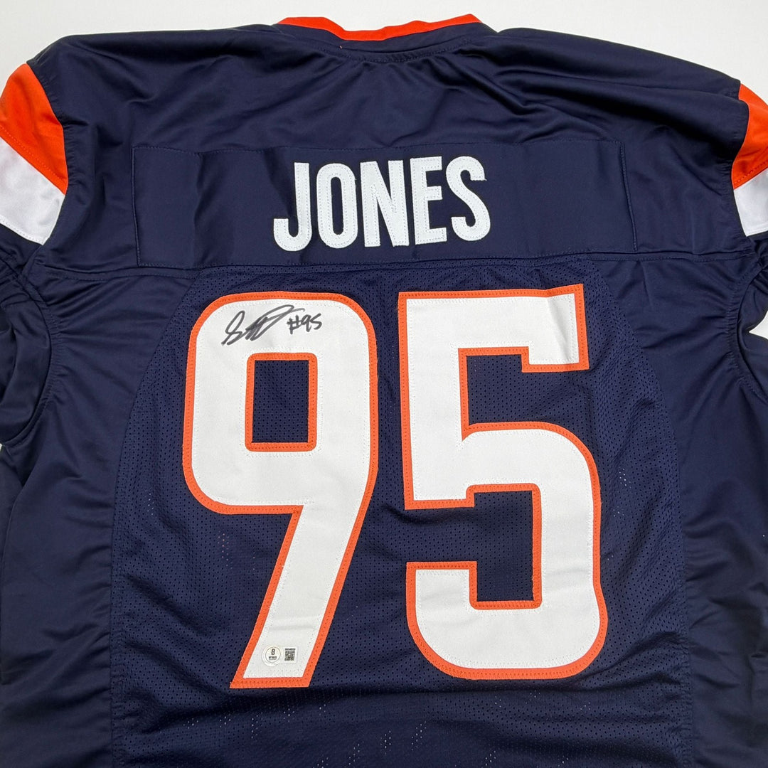 Autographed/Signed Sai'vion Jones Denver Blue Pro Cut Jersey Beckett BAS COA