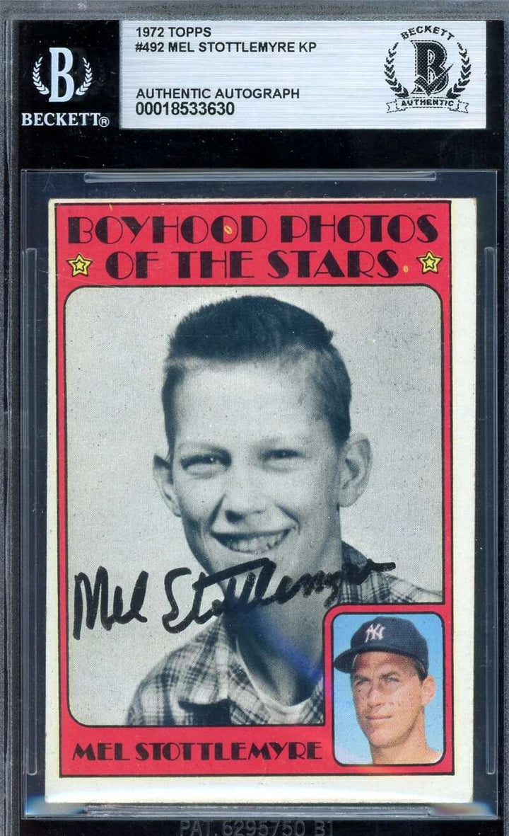 Mel Stottlemyre Beckett BAS Signed 1972 Topps Boyhood Photos Autograph