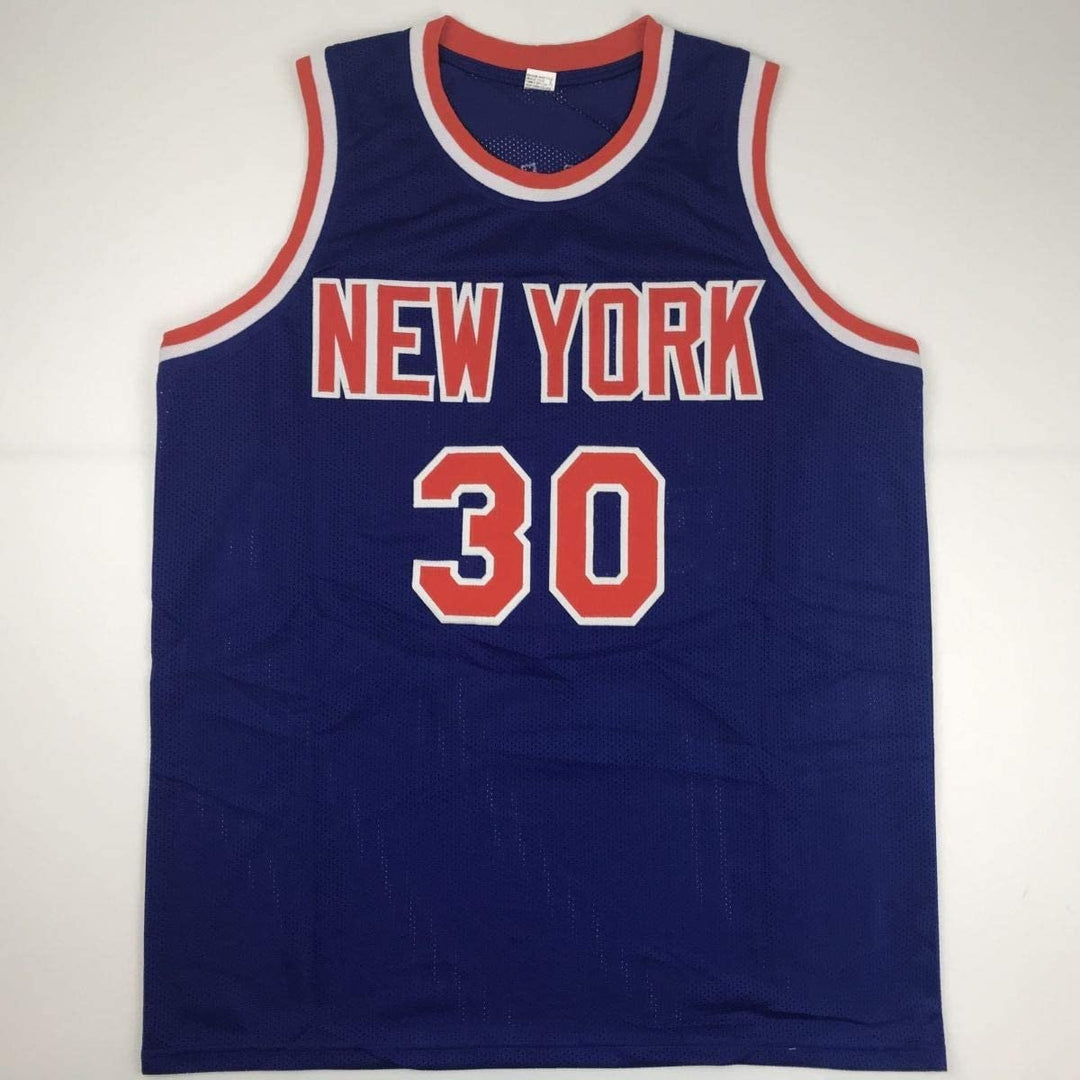 Autographed/Signed Bernard King New York Blue Jersey Beckett BAS COA