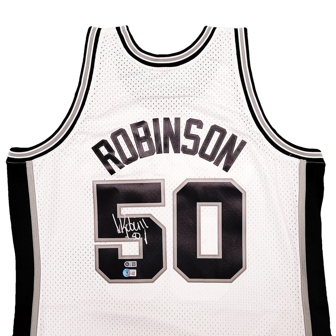 Spurs David Robinson Auto White Auth Mitchell Ness Swingman Jersey XL Beckett